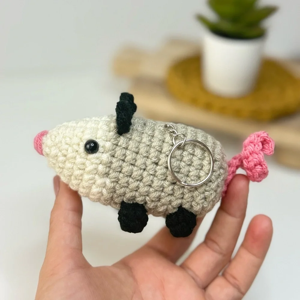 Handcrafted Opossum Keychain